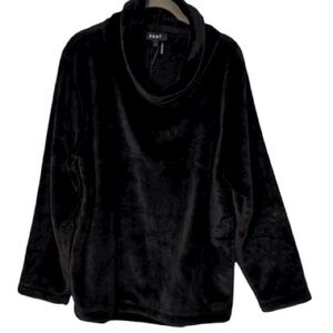 DKNY Sweatshirt Black Velour Cowl Neck‎ in Size M  NWT
